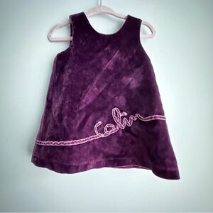 Vintage Les Bebes Purple Velvet Dress with Embroidered Detail Size 6 mois